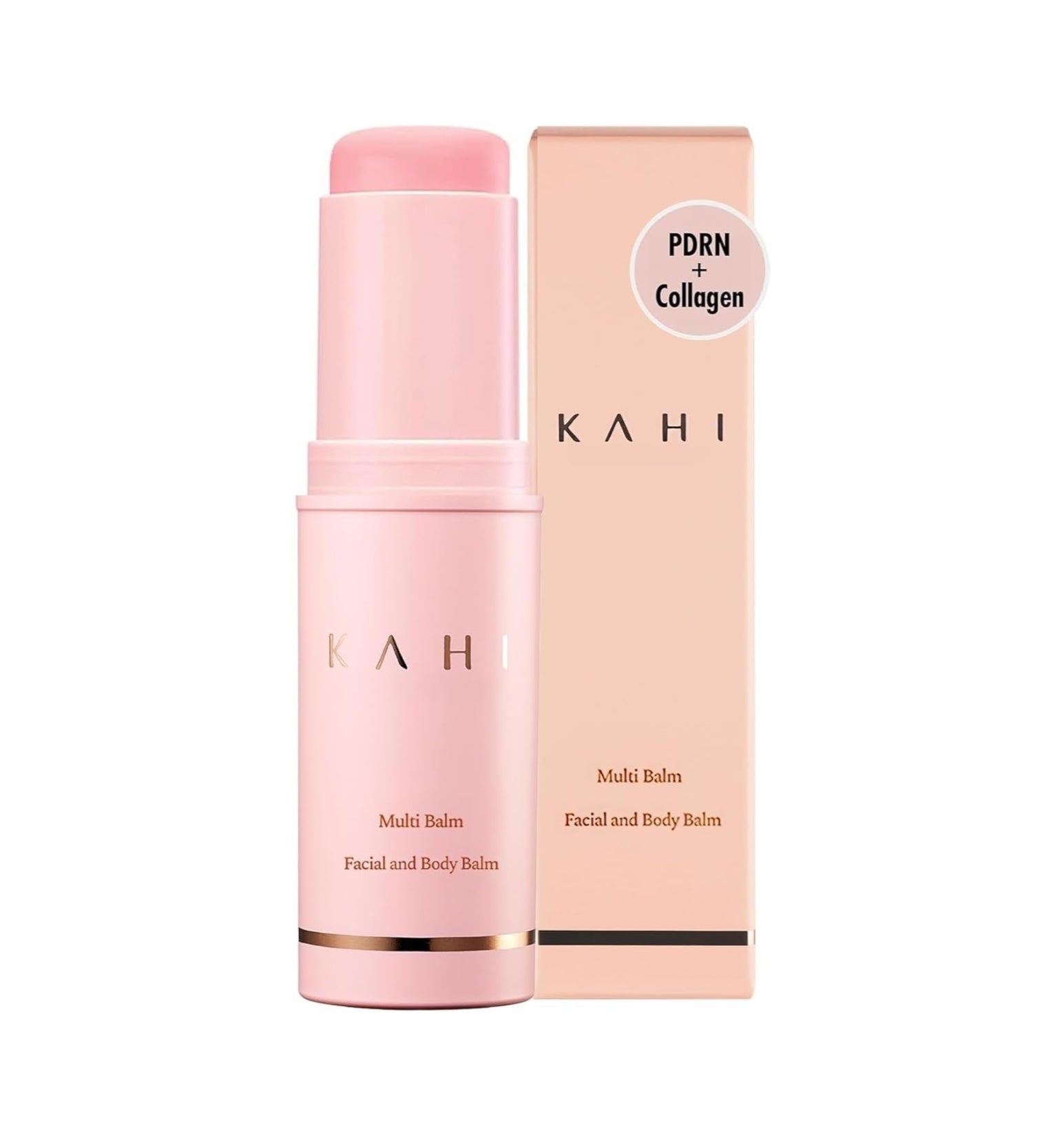 KAHI Multi Balm, a facial and body balm with PDRN and collagen, shown with its packaging