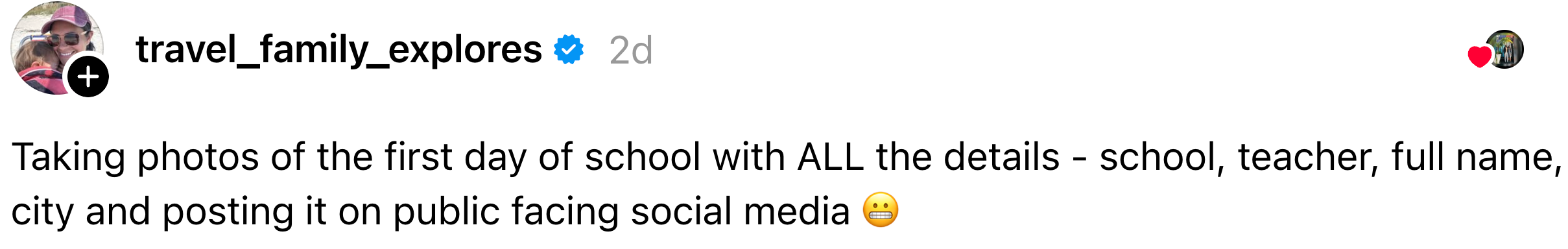 Social media station  astir  the risks of sharing elaborate  idiosyncratic   info, similar  schoolhouse  and teacher, connected  nationalist   platforms