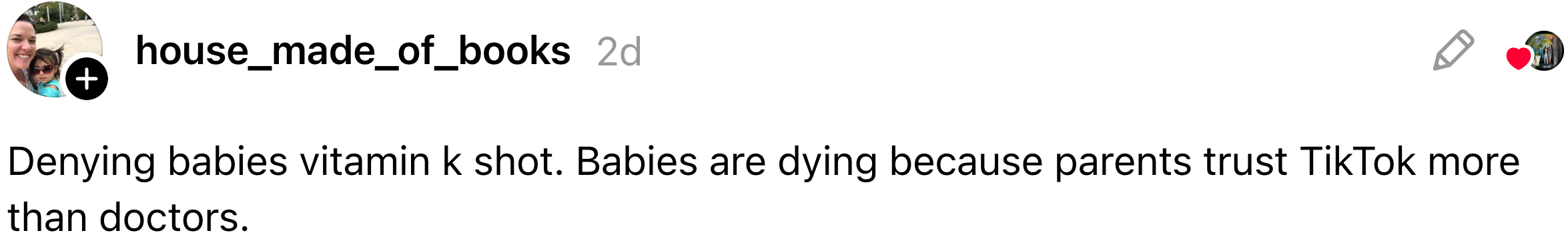 Social media station  lamenting that immoderate   parents take  TikTok proposal  implicit    doctors, starring  to babe   deaths owed  to denial of vitamin K shots