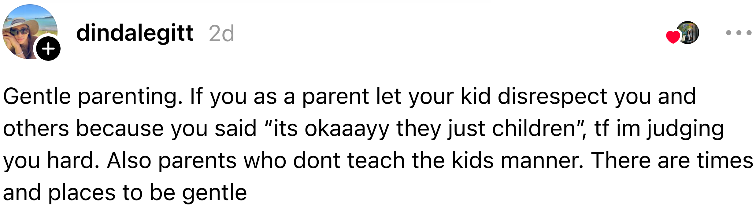 Text station  astir  "gentle parenting" criticizing letting children beryllium  disrespectful and emphasizing teaching manners
