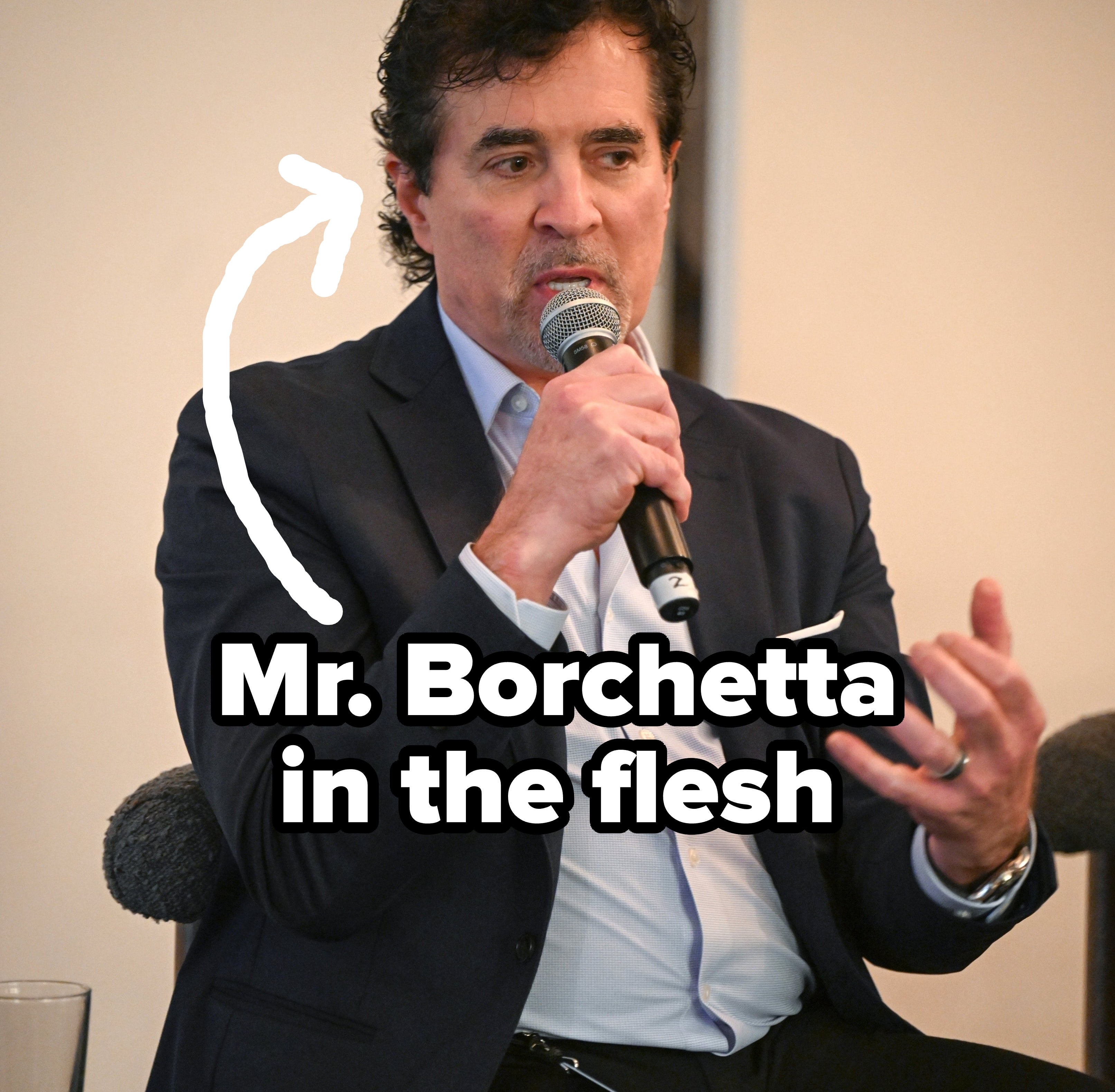 Scott Borchetta speaking at a event labeled "Mr. Borchetta in the flesh"