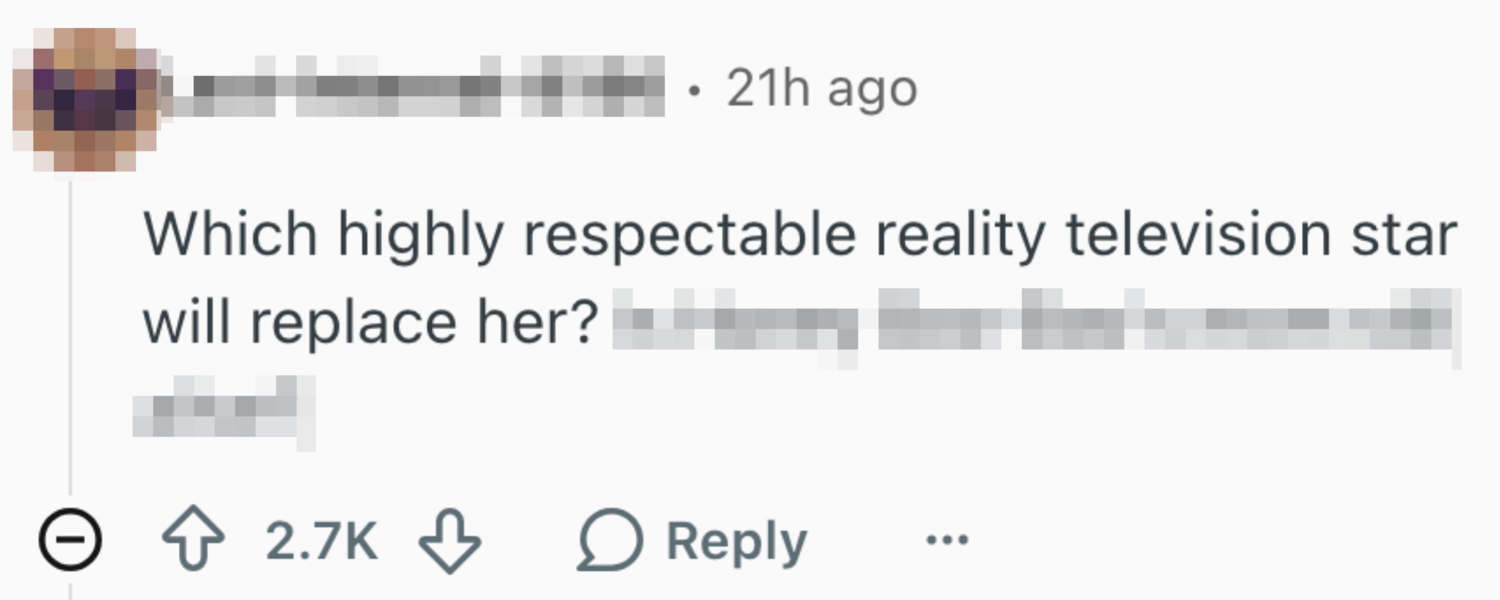 Comment discussing possible replacement of a reality TV star and inquiring about Honey Boo Boo's mother's status