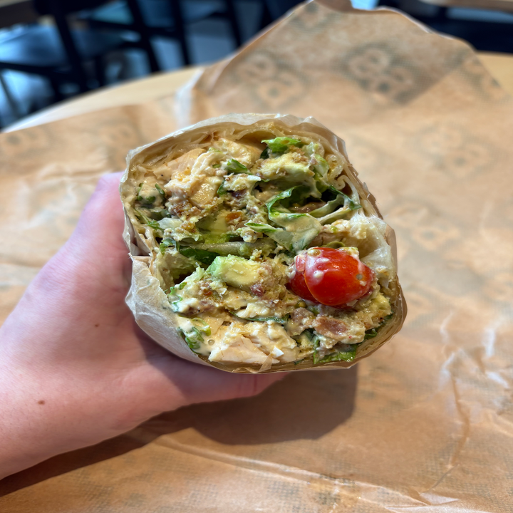 Sweetgreen Cali Chicken Club wrap, halved
