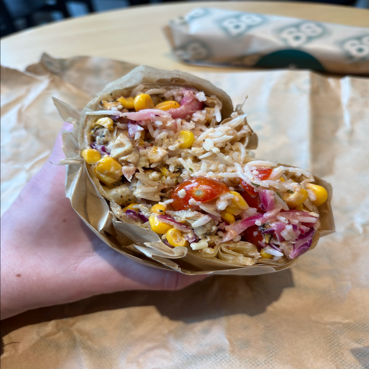 Sweetgreen Chicken Jalapeño Ranch wrap, halved
