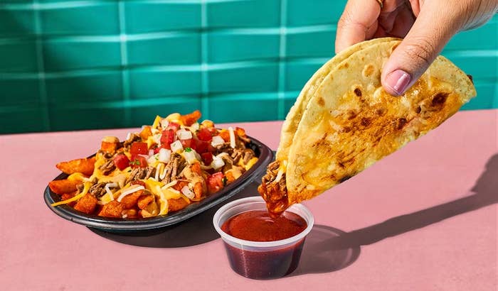 Taco Bell Shredded Beef Dipping Taco and Shredded Beef Nacho Fries