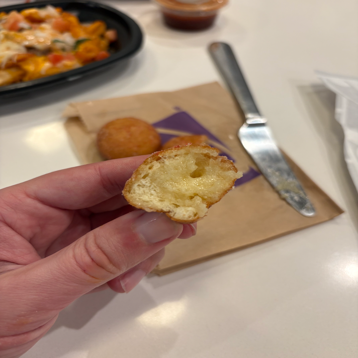 Taco Bell Strawberry Cinnabon Delight, halved