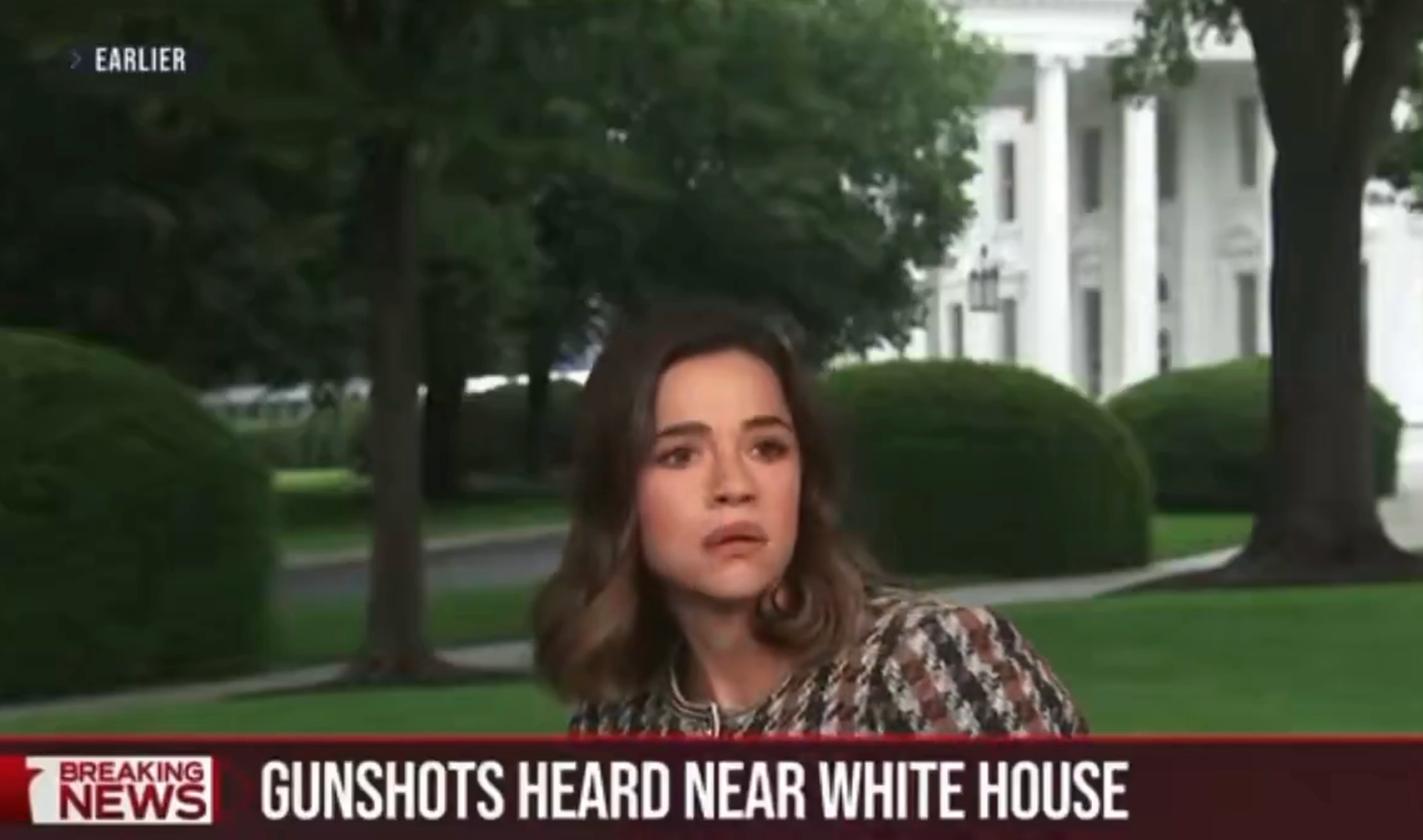 News reporter outside the White House discussing gunshots heard nearby