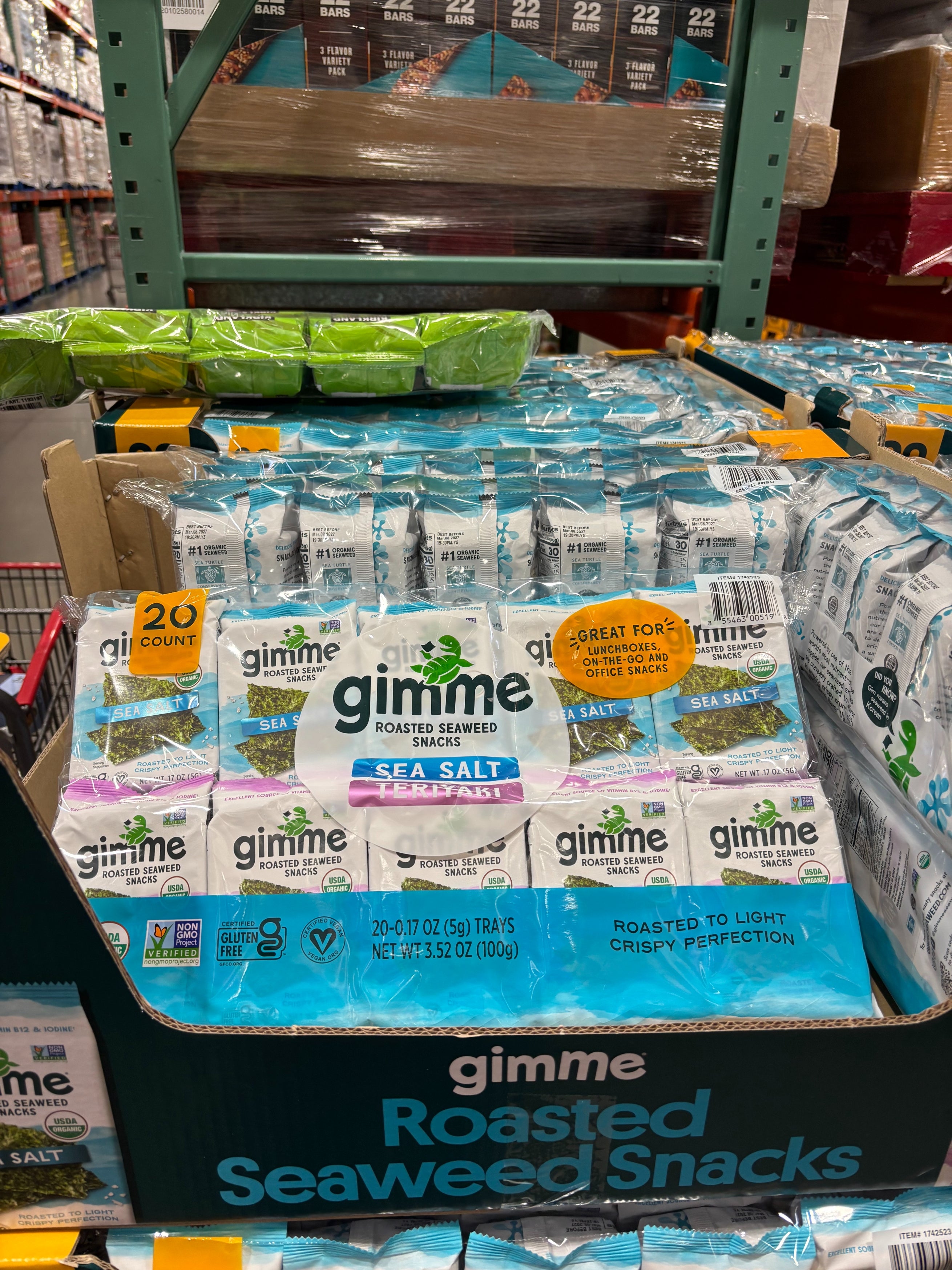Bags of seaweed snack
