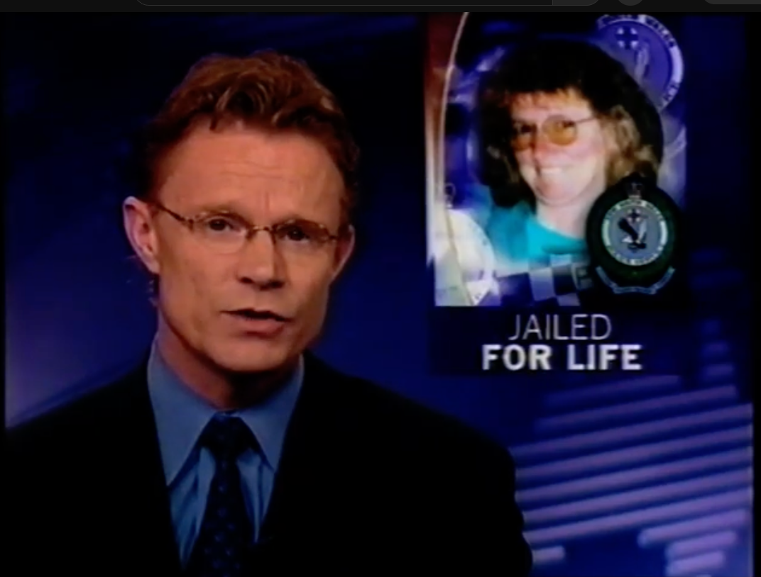 A quality    anchor reports connected  a communicative   with the header  "Jailed For Life" and an representation  of a idiosyncratic   successful  glasses