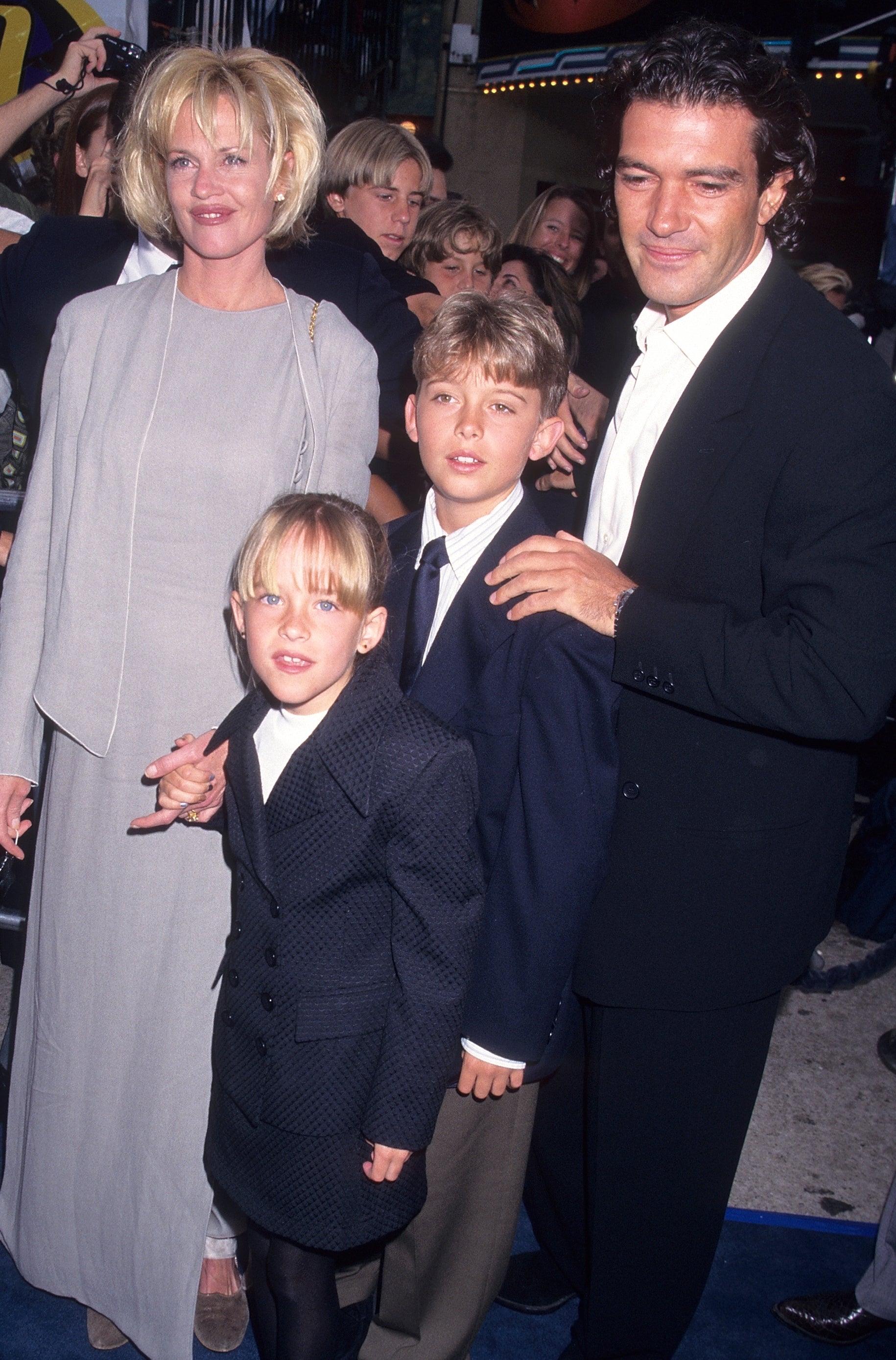 Melanie Griffith and Antonia Banderas airs with Dakota Johnson and her member astatine a movie premiere