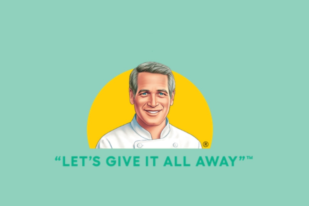 Illustration of a smiling chef in a white coat with text: "LET'S GIVE IT ALL AWAY™" below the image