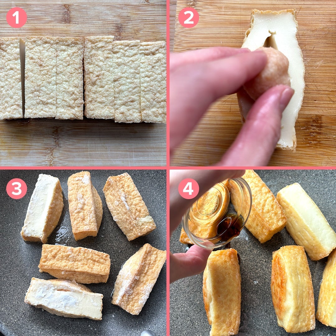 厚揚げに詰めて焼くだけ】肉だね不要！超時短で作れる厚揚げの簡単