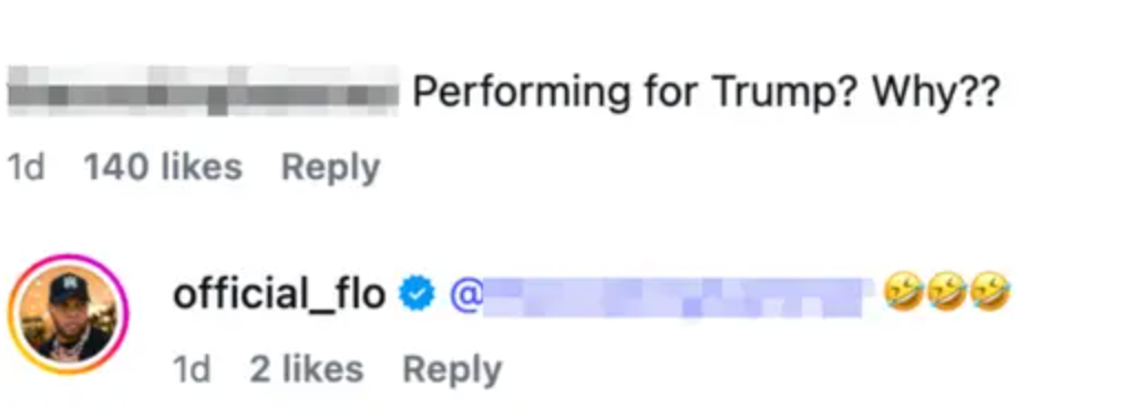 Komentar mempertanyakan penampilan Trump dengan respons emoji tertawa dari pengguna