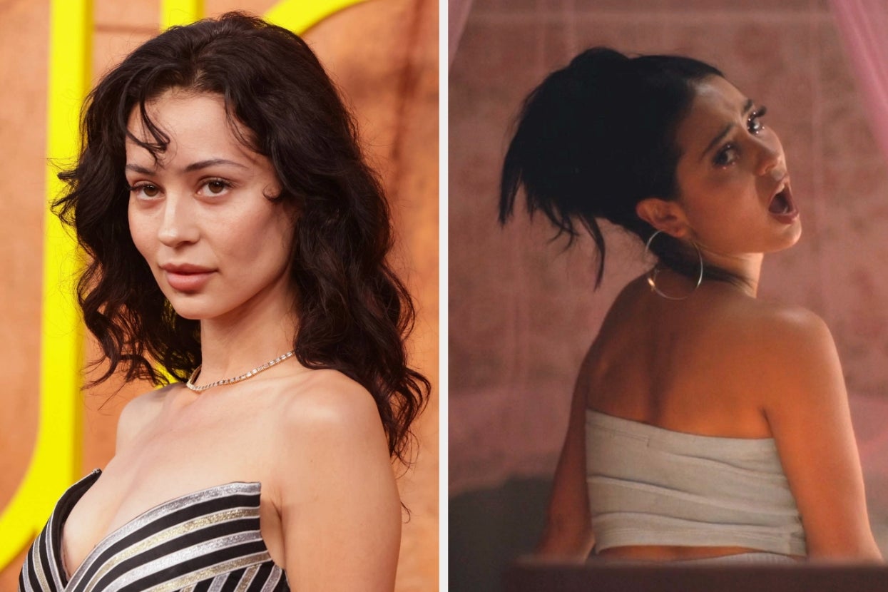 Alexa Demie at an event, and as Maddy Perez in a "Euphoria" scene