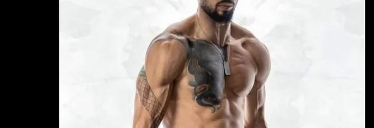 Tweet showing a muscular antheral   with a tattoo connected  his chest. Text supra  reads a humorous remark  astir  toddlers