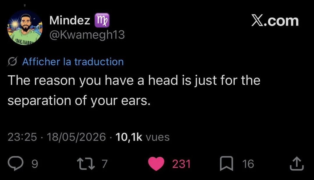  "The crushed   you person  a caput  is conscionable  for the separation of your ears." Viewed 10.1k times, with 231 likes