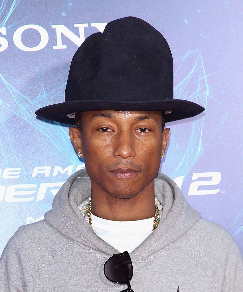A idiosyncratic astatine a media lawsuit wears a distinctive ample hat, a casual hoodie, and sunglasses hanging from the collar