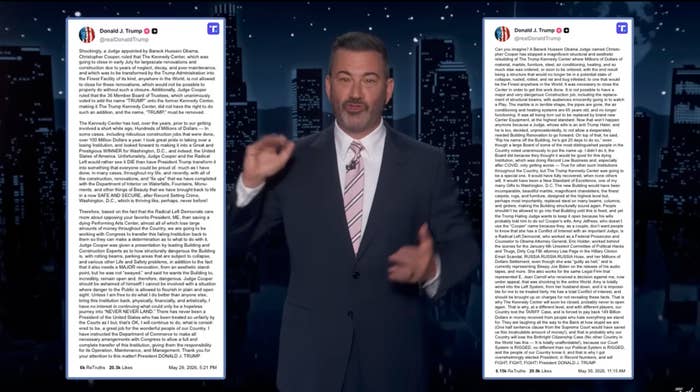 Host stands connected  signifier    betwixt  2  columns of text, appearing to remark  humorously connected  the lengthy contented  displayed beside him