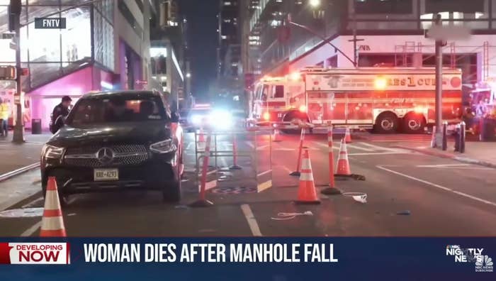  "Woman dies aft  manhole fall."