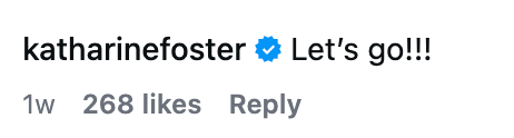 "Let’s go!!!" with 268 likes and a reply option