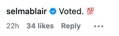 "Voted," accompanied by a 100 percent emoji