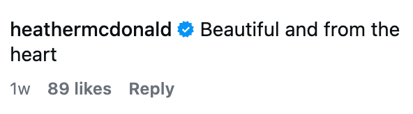 "Beautiful and from the heart."