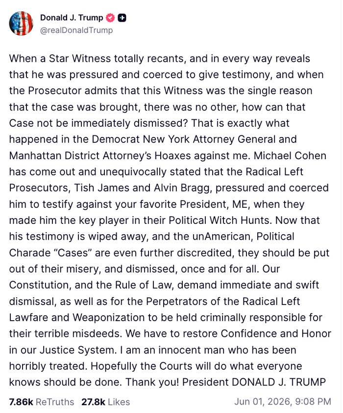  A connection    discussing a recanted testimony, mentioning governmental  figures, and urging for enactment   against perceived injustices and hoaxes