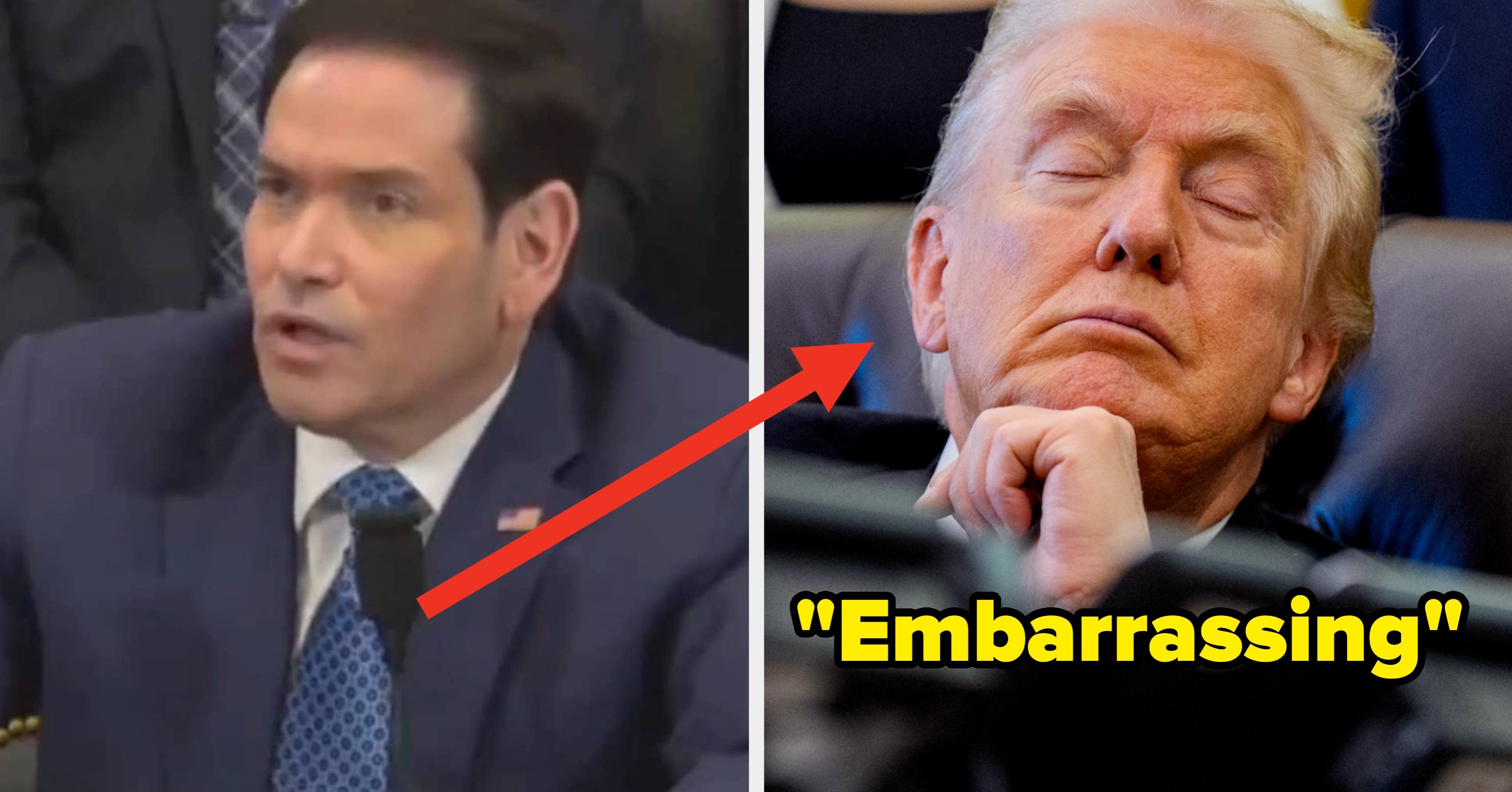 Marco Rubio Tried To Defend A Clip Of Trump Appearing To Sleep During A Meeting, And People Are Calling It "F*cking Embarrassing"