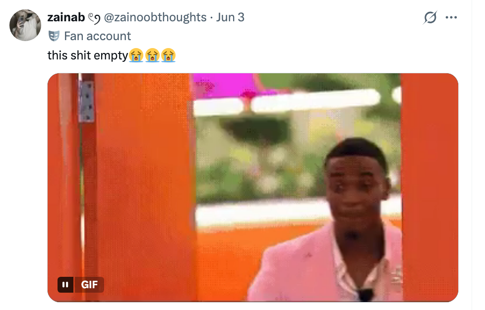  "this crap  empty" with bittersweet  emojis