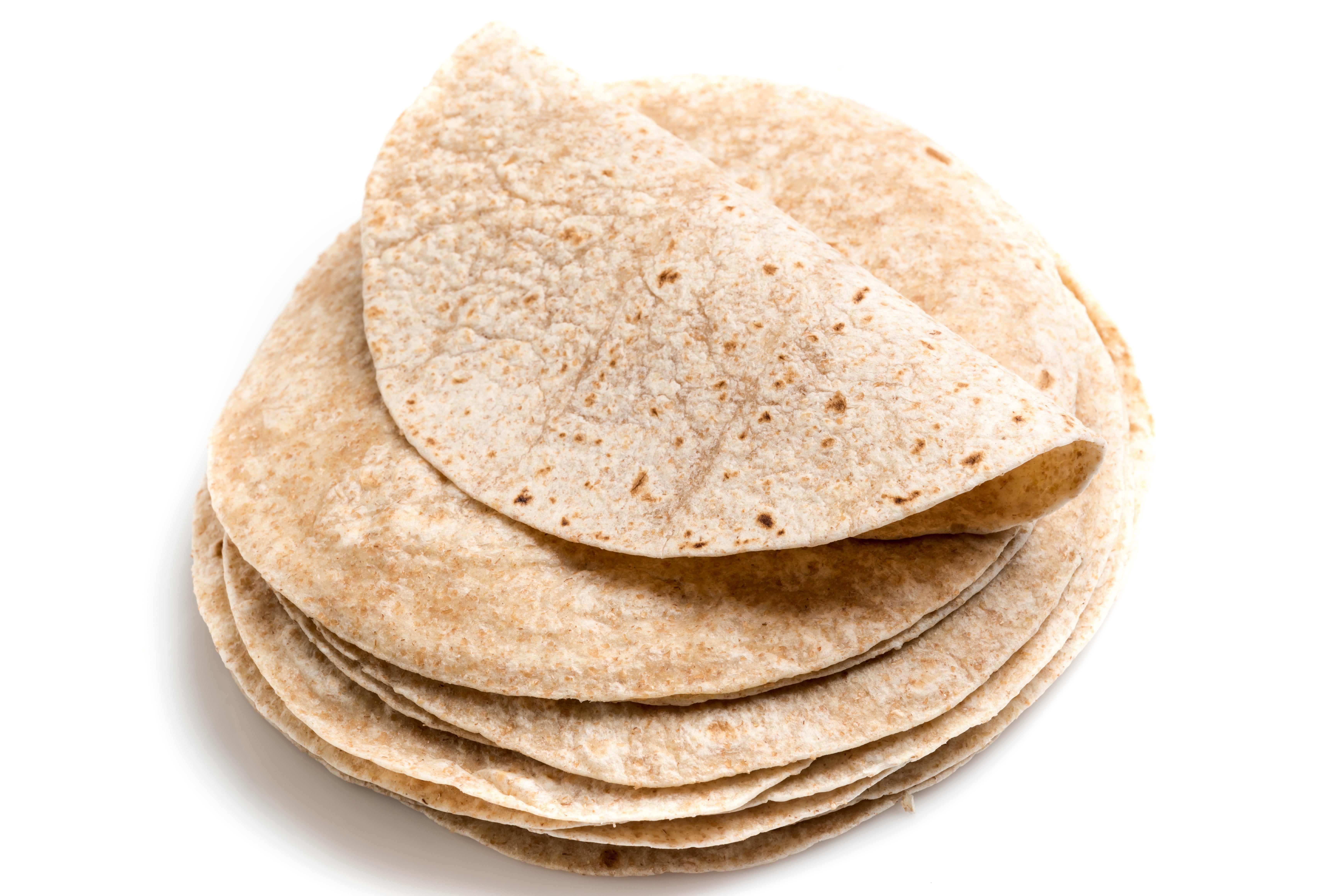 A stack of full   wheat tortillas