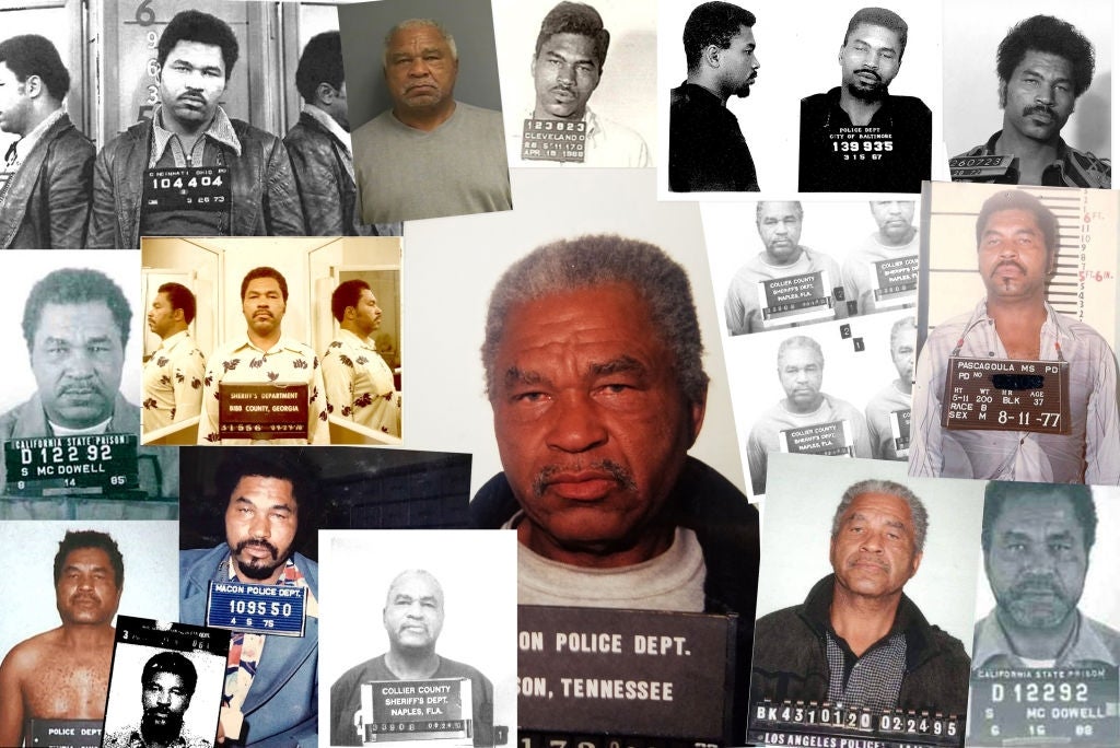 Collage of mugshots featuring the aforesaid aged antheral successful assorted poses and expressions