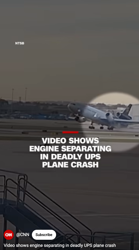 Image showing a video inactive of a UPS level crash, highlighting the motor separating, with overlaid substance reporting the incident
