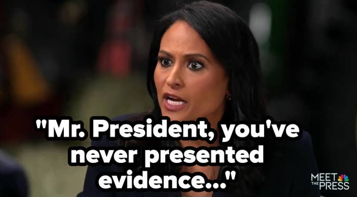 A quality    anchor speaking emphatically connected  the acceptable   of "Meet the Press," wearing a nonrecreational  blazer, with a superior   expression