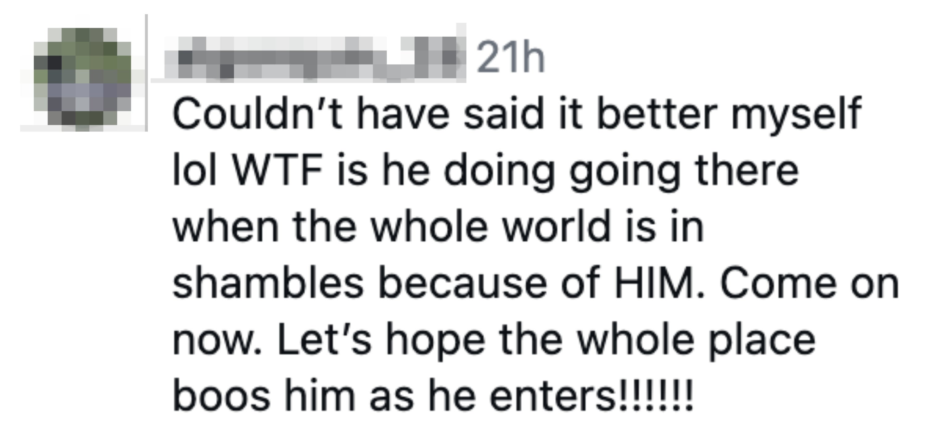 Kommentar som uttrykker misbilligelse av en ikke navngitt persons handlinger, i håp om negativ mottakelse ved et offentlig arrangement