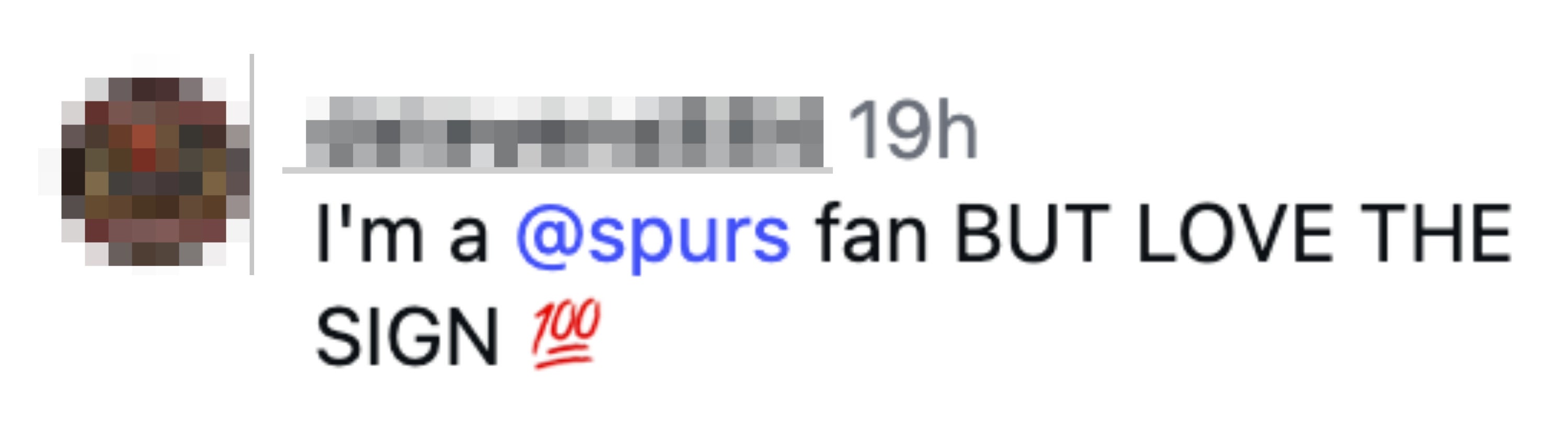 Instagram-kommentar: "Jeg er en @spurs-fan, MEN ELSKER SIGNET?"