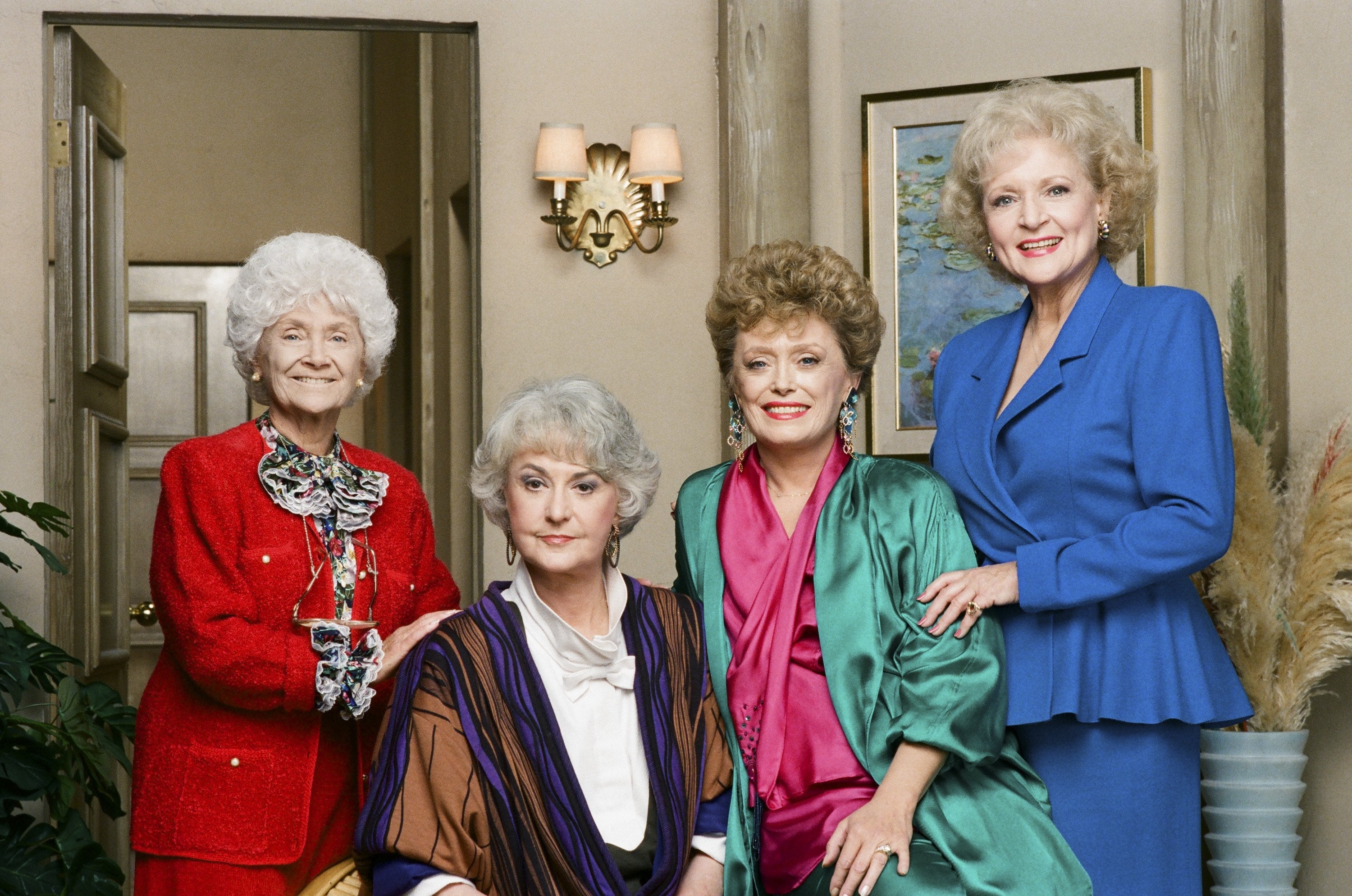 Four older women successful distinctive 1980s-style manner airs indoors, evoking a consciousness of nostalgia
