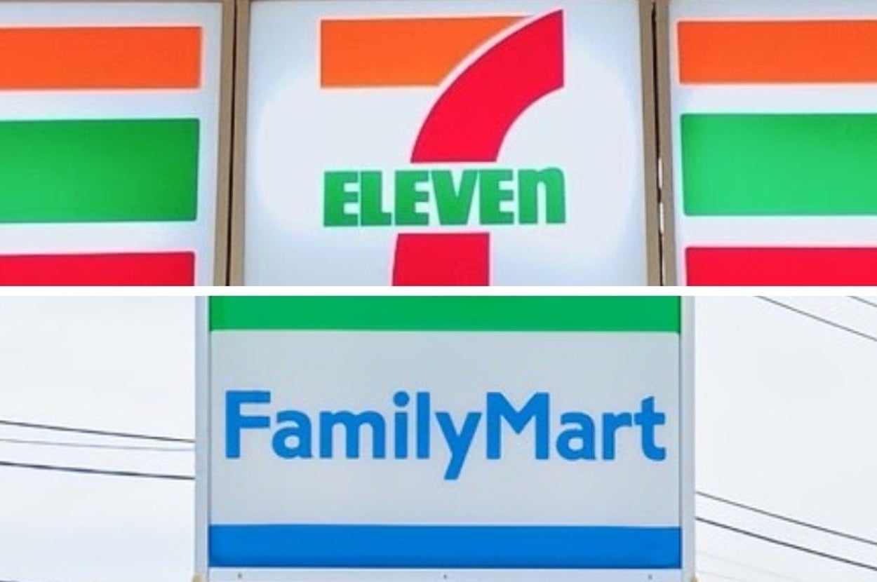 上の看板は「7-Eleven」、下の看板は「FamilyMart」。