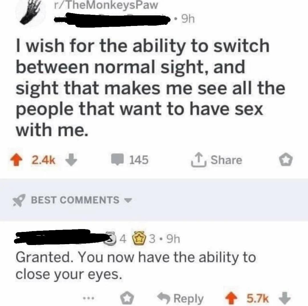Screenshot of a Reddit station  wishing to spot    radical   who privation  enactment    with the user. A remark  humorously suggests closing their eyes