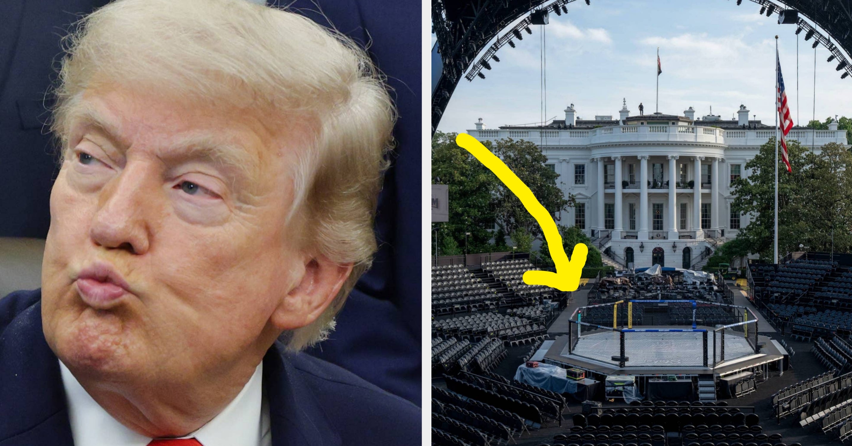 "A Disgrace": The Internet Is Losing It Over This Updated Photo Of Trump's UFC Arena At The White House