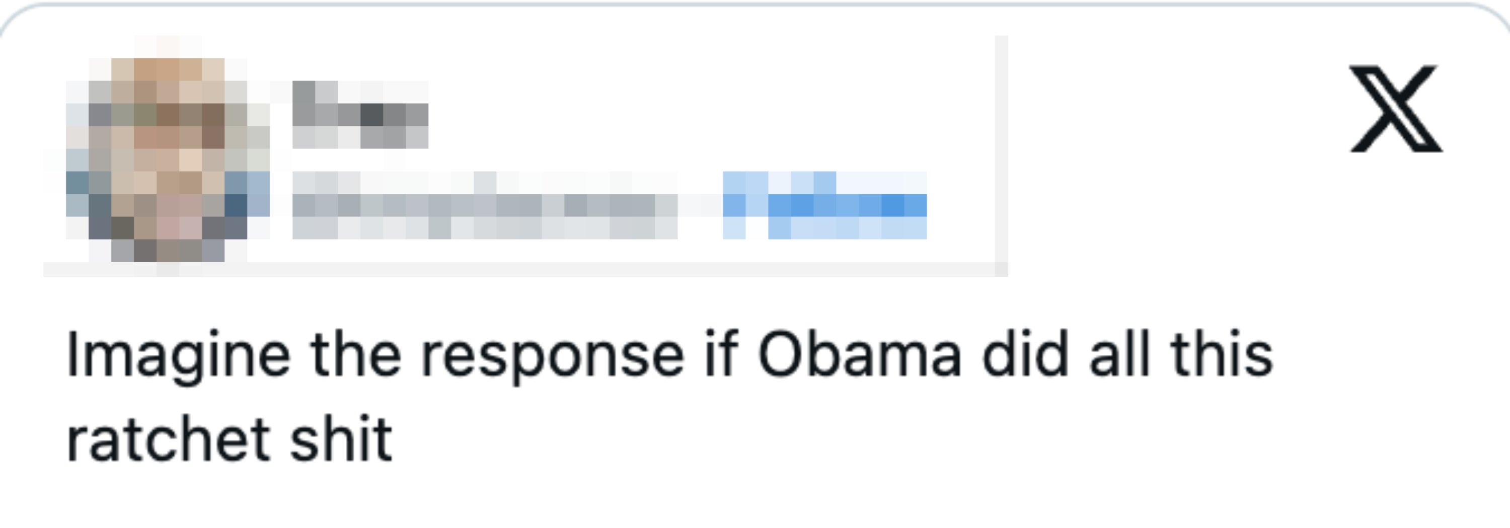 Tweet questioning the imaginable absorption to erstwhile President Obama engaging successful arguable behavior