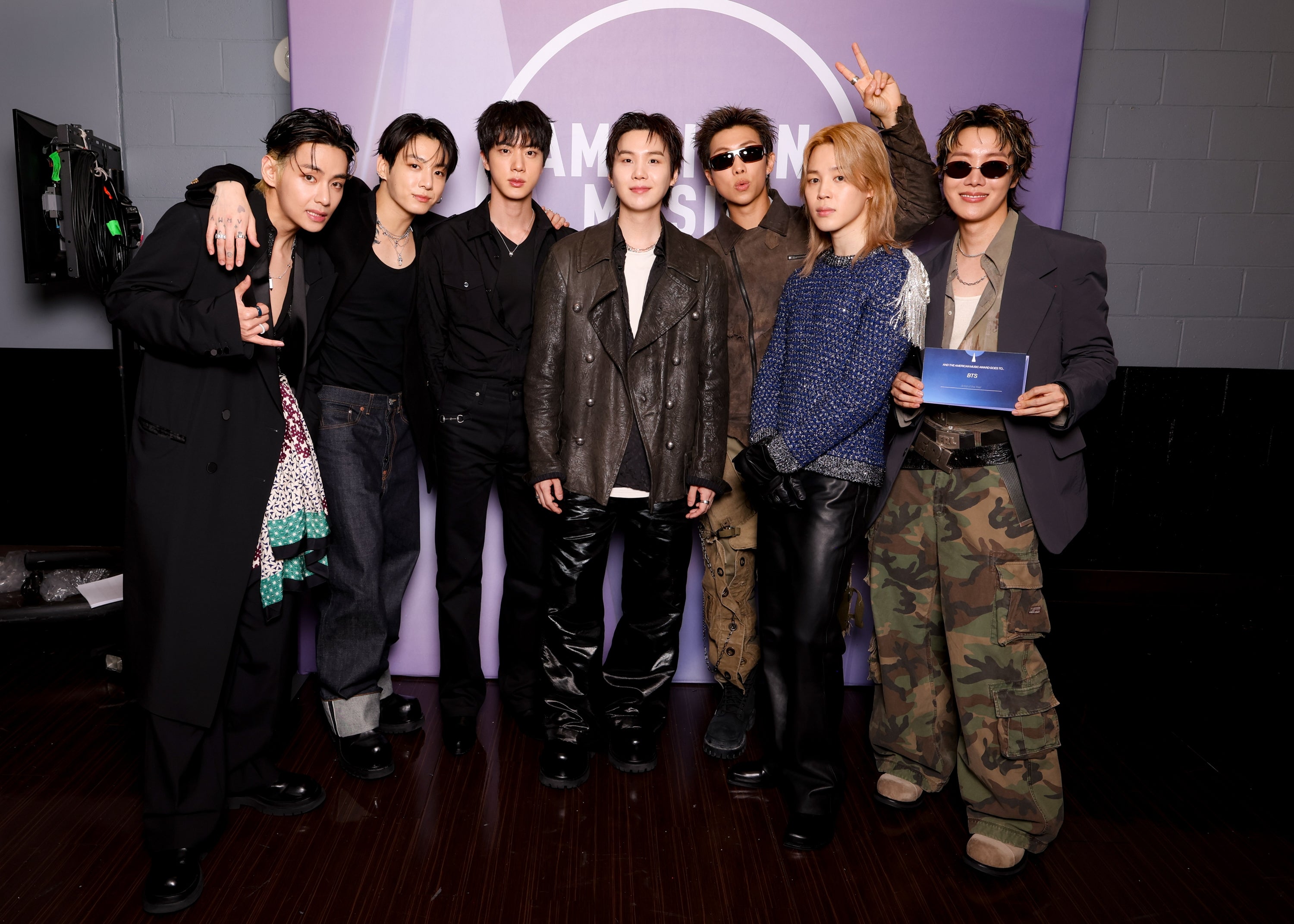 V, Jungkook, Jin, Suga, RM, Jimin and J-Hope of BTS at The 52nd American Music Awards