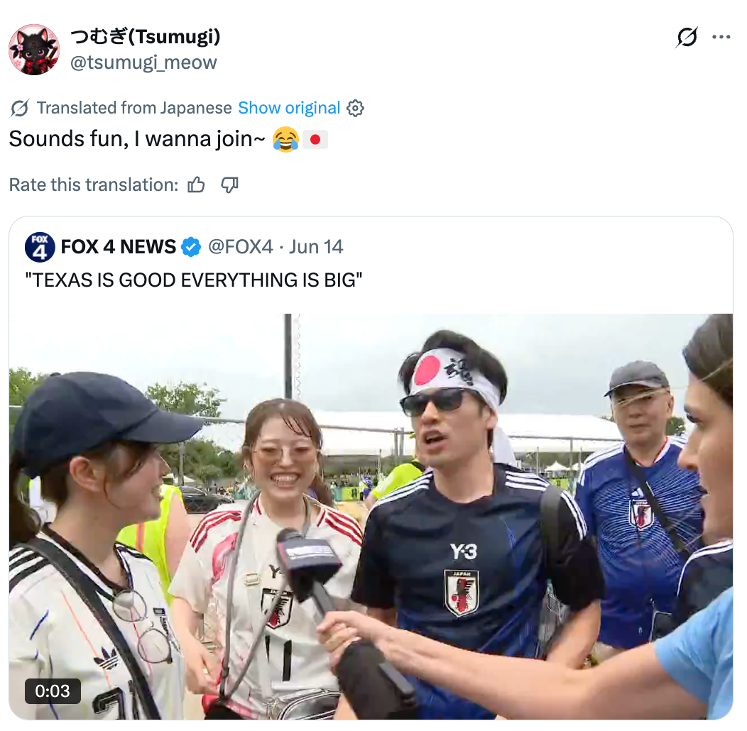 People wearing Japan shot jerseys speech and laughter successful a lively outdoor setting; 1 wears a headband with ample glasses