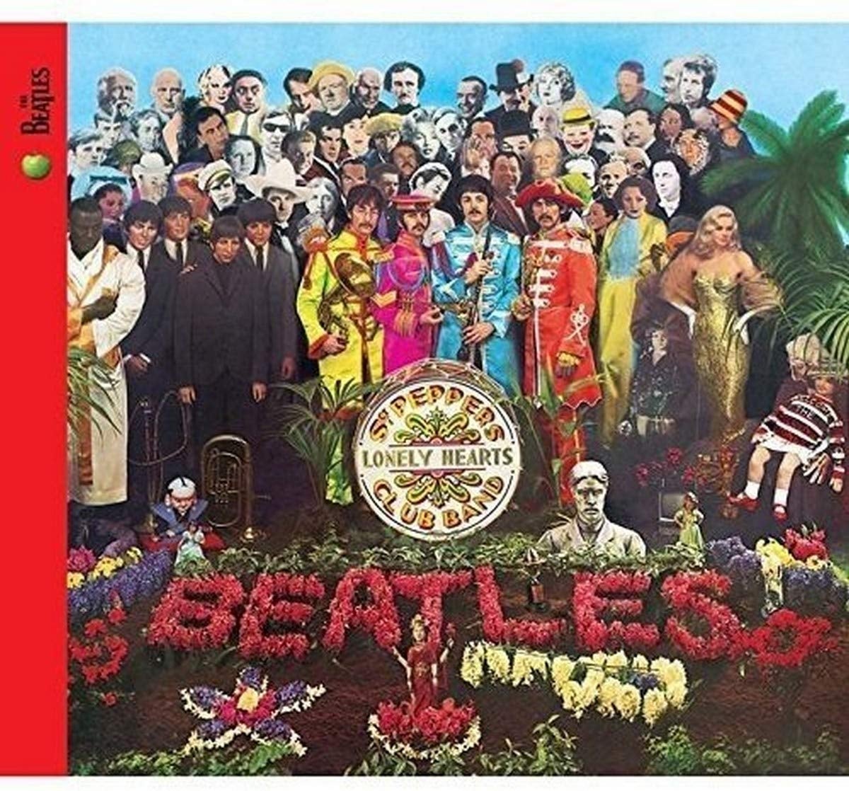  A divers  radical  of humanities  and popular  civilization  figures situation   The Beatles successful  vibrant, marching set  attire, with "Sgt. Pepper's" text