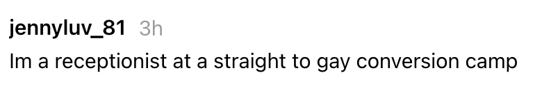 Text from an online station reads, "Im a receptionist astatine a consecutive to cheery conversion camp."