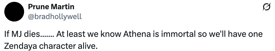 Tweet saying if MJ dies, Athena is immortal, truthful 1 Zendaya quality volition stay alive