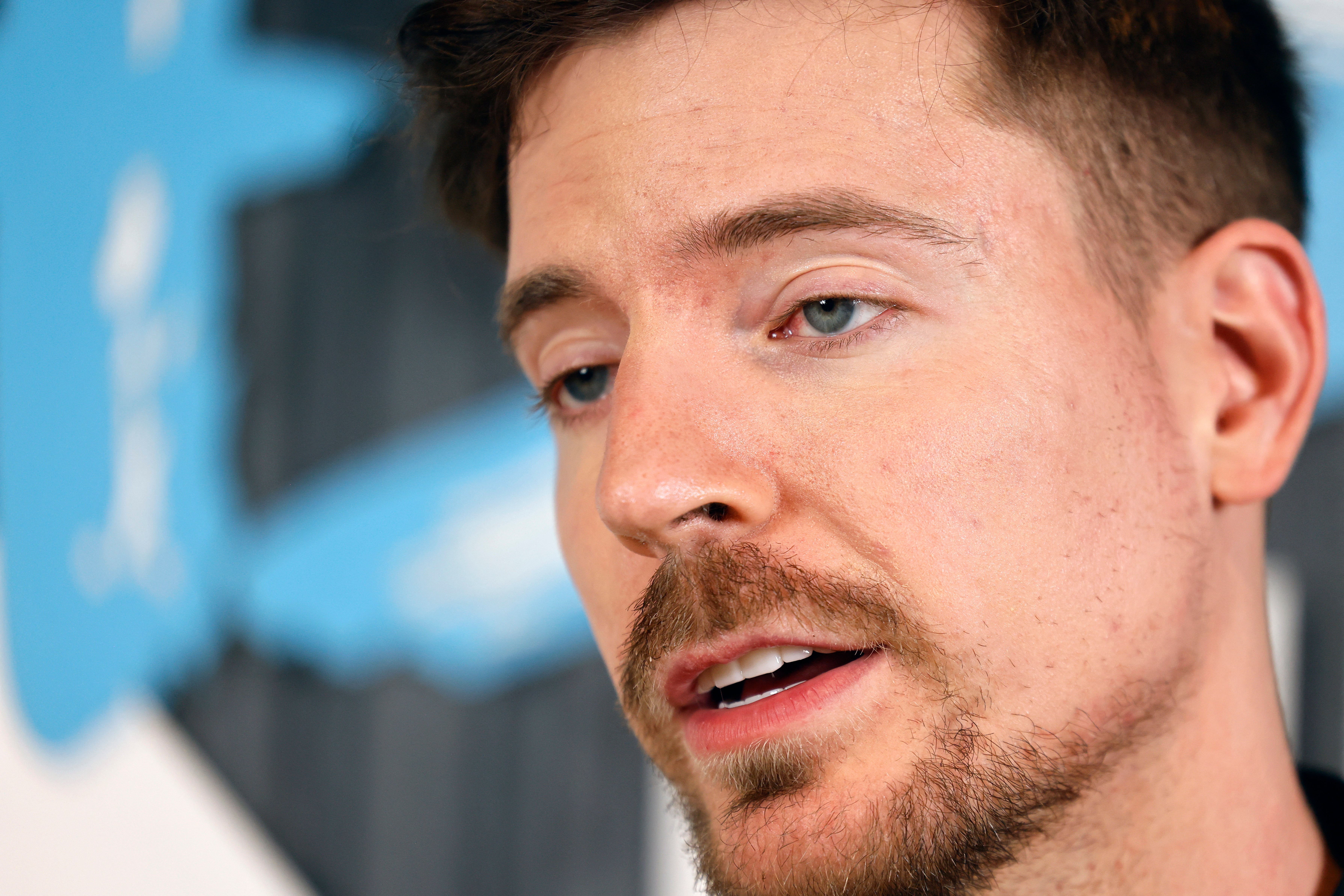 Close-up of Jimmy Donaldson AKA MrBeast speaking