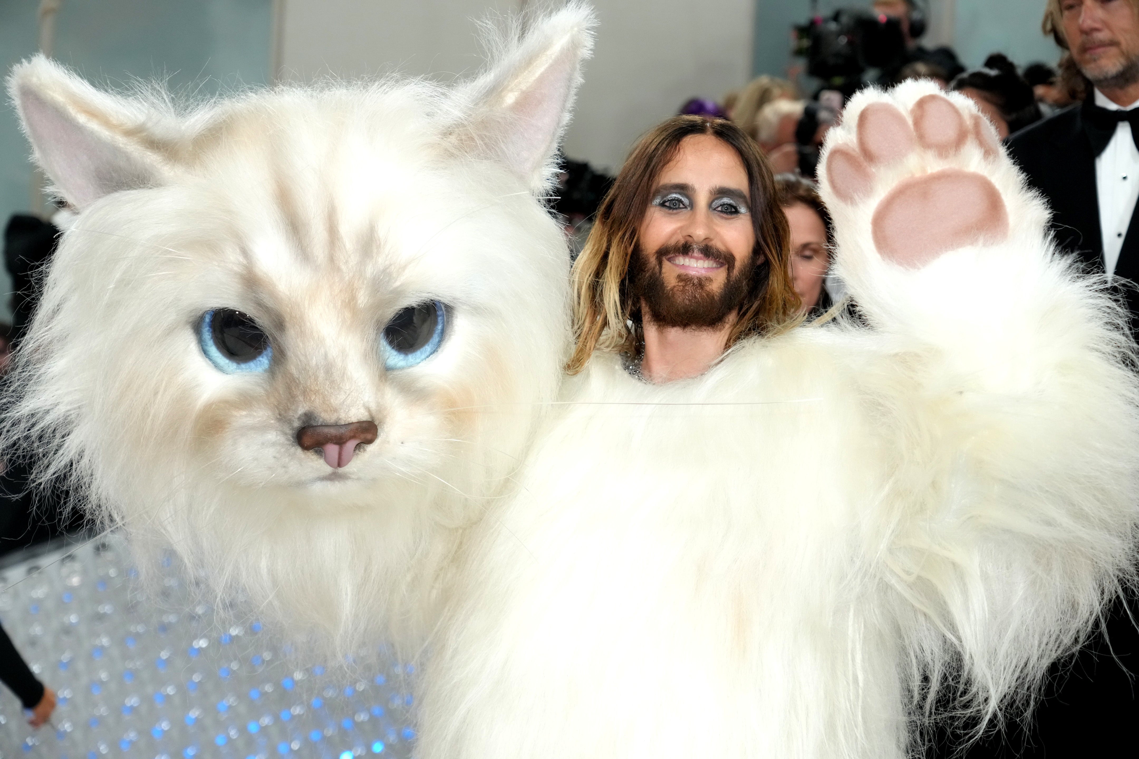 Jared Leto in a giant realistic cat costume at the 2023 Met Gala