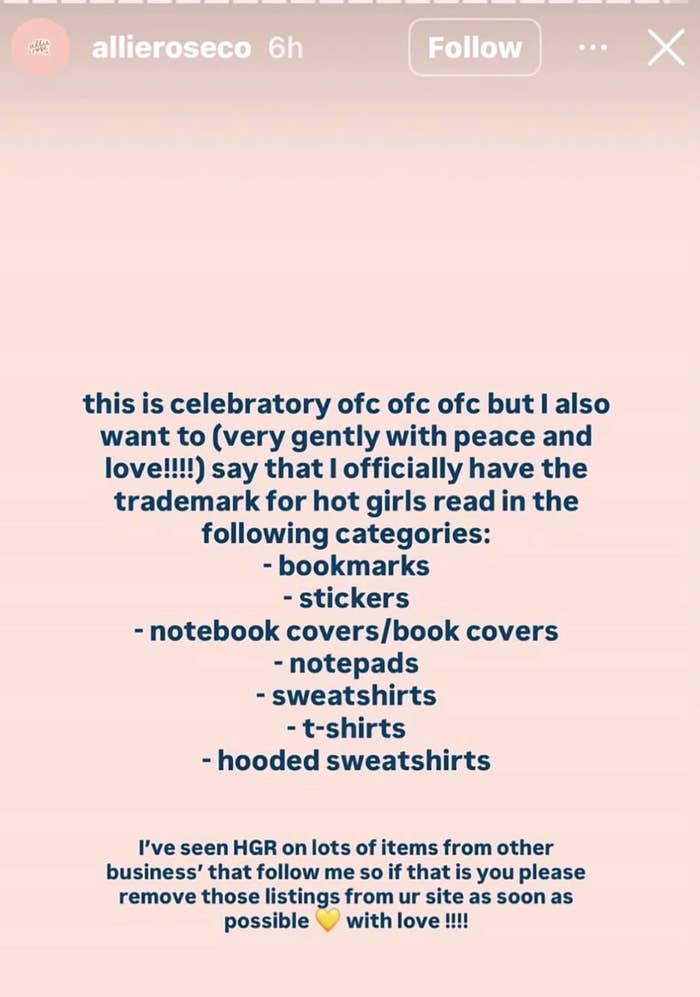 Announcement of a trademark for "hot girls read" successful  assorted  categories and a petition  to region   related listings from different   sites