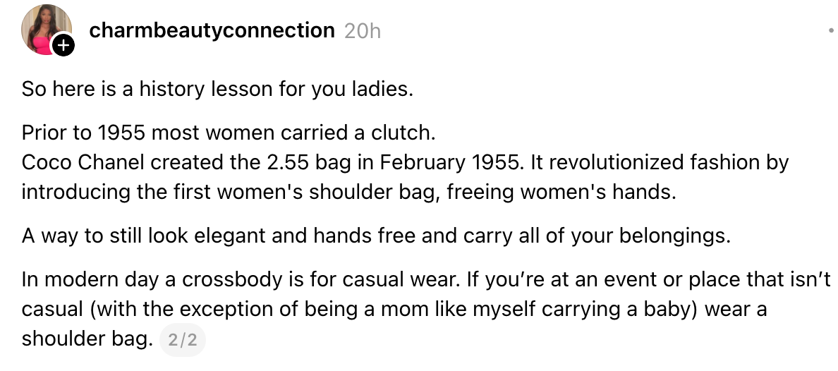 History acquisition connected the 2.55 container by Coco Chanel, its manner impact, and modern usage of crossbody bags for casual wear