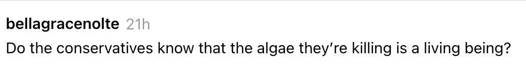 Sosiale medier legger ut spørsmål om konservative er klar over at alger er levende vesener